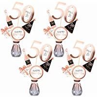 Qpout Oro Rosa 50 cumpleaños Mesa Toppers-Palitos de Centro de Mesa de 50 cumpleaños- Hombres - Mujeres 30 Decoraciones…